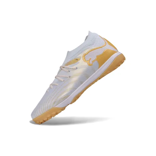 Chuteira Society Puma Future 9 TF Branco e Dourado
