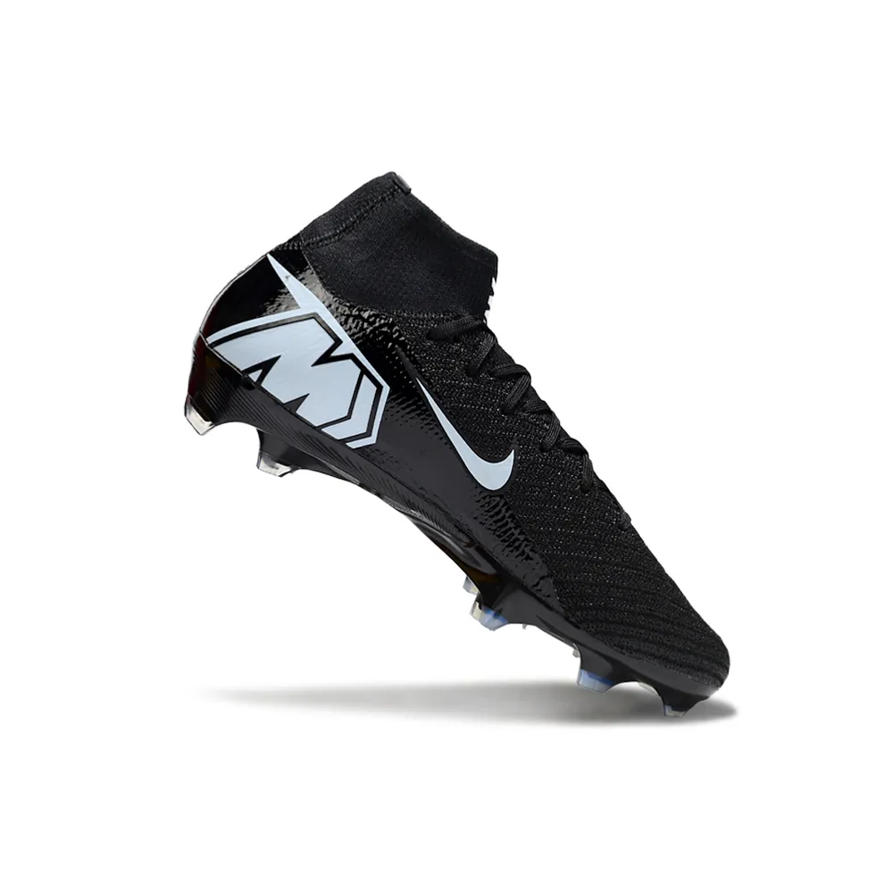 Chuteira Infantil Campo Nike Air Zoom Mercurial Superfly 10 Elite FG Preto e Azul