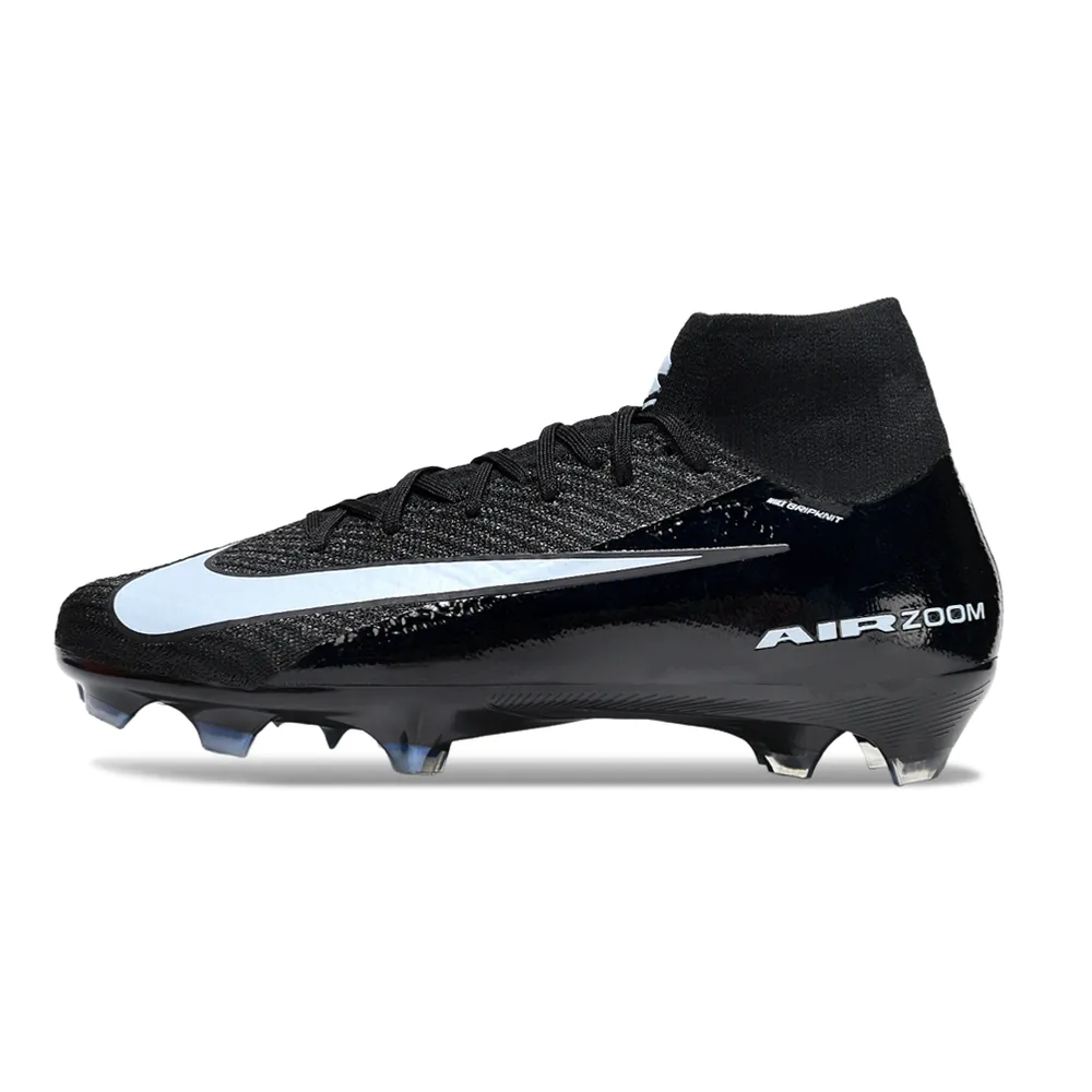 Chuteira Infantil Campo Nike Air Zoom Mercurial Superfly 10 Elite FG Preto e Azul