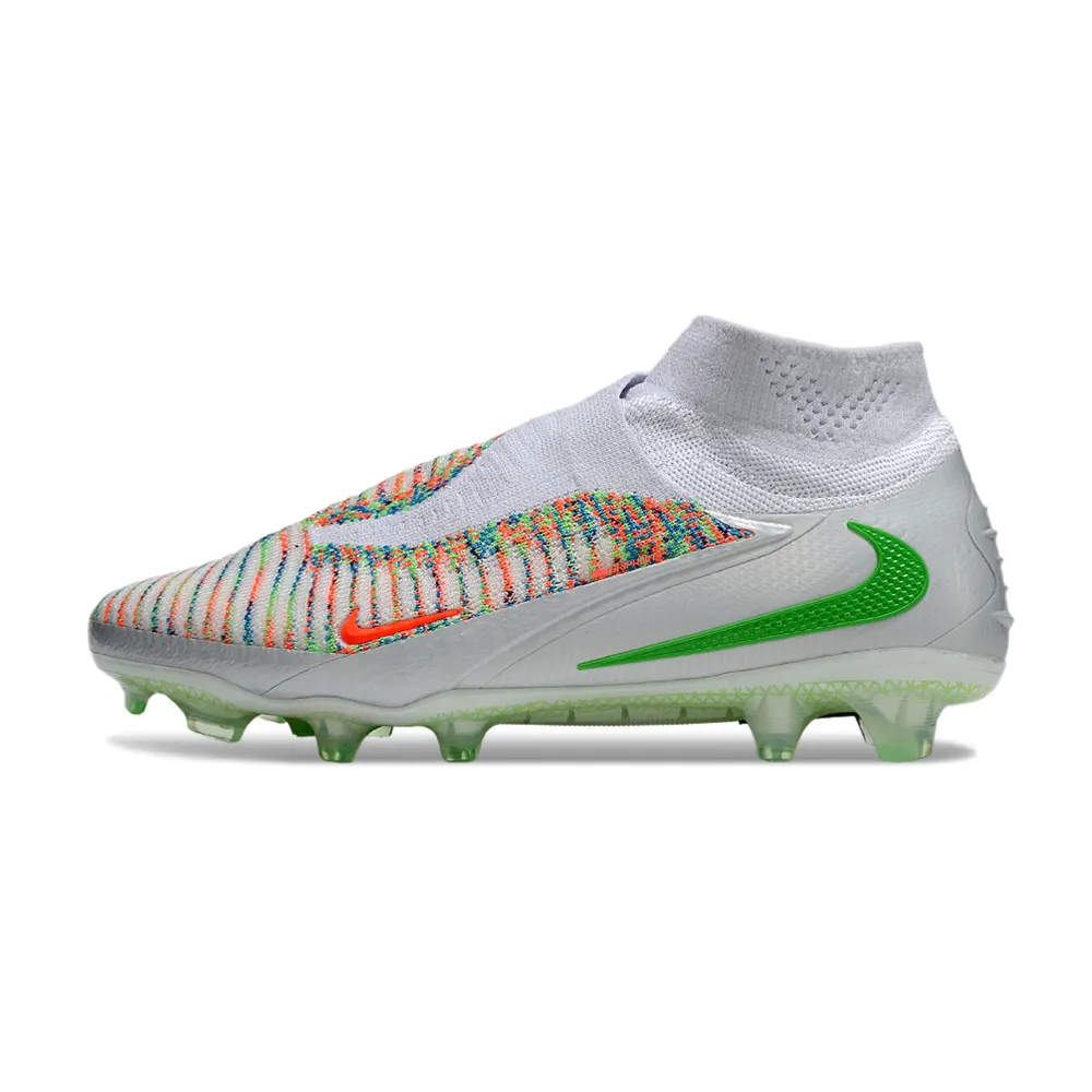 Chuteira Infantil Campo Nike Phantom GX 6 Elite FG Prata e Verde