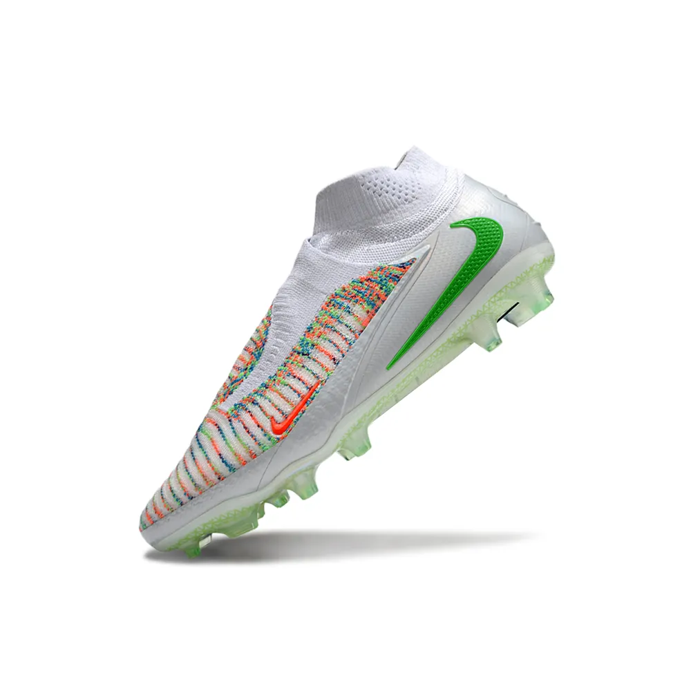 Chuteira Infantil Campo Nike Phantom GX 6 Elite FG Prata e Verde