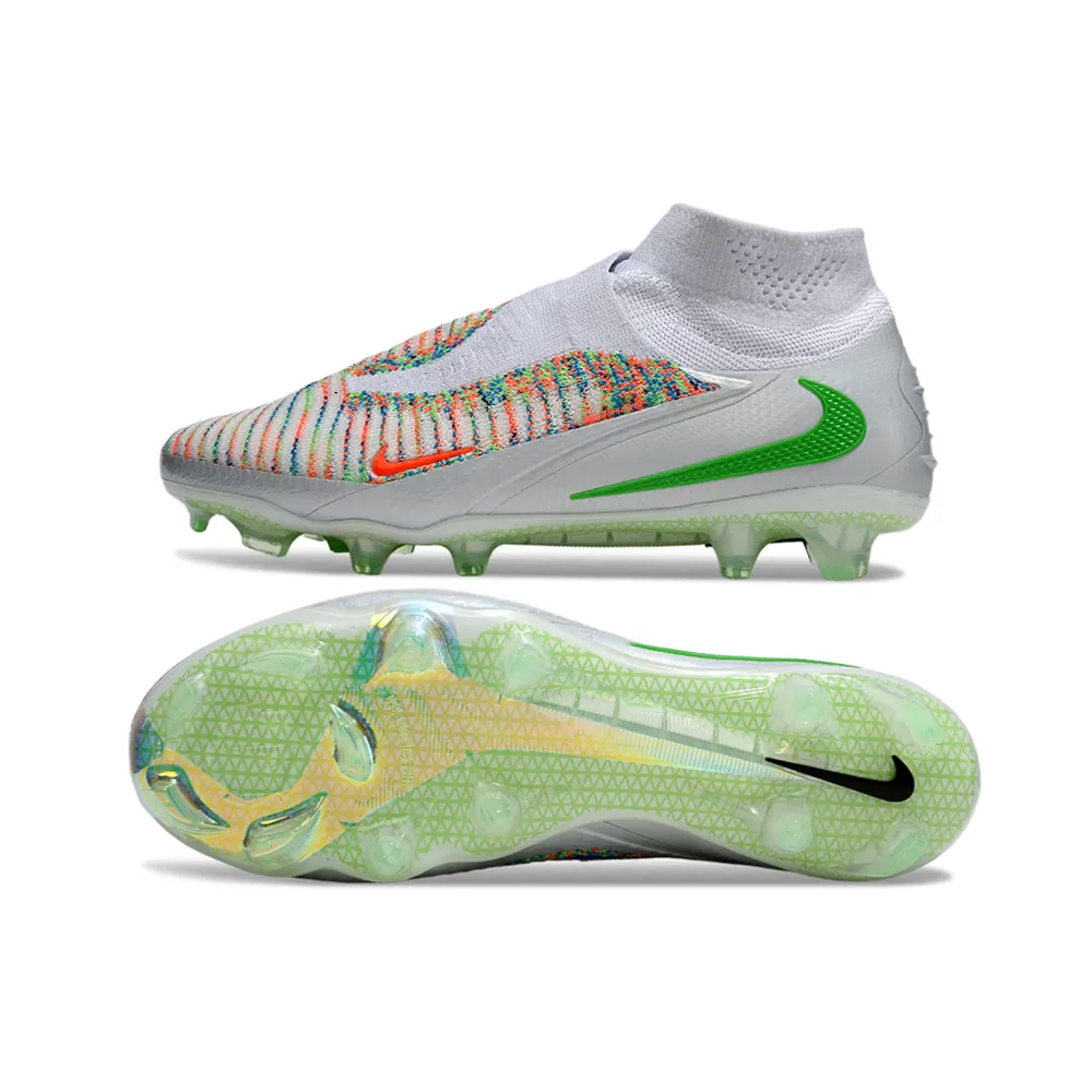 Chuteira Infantil Campo Nike Phantom GX 6 Elite FG Prata e Verde