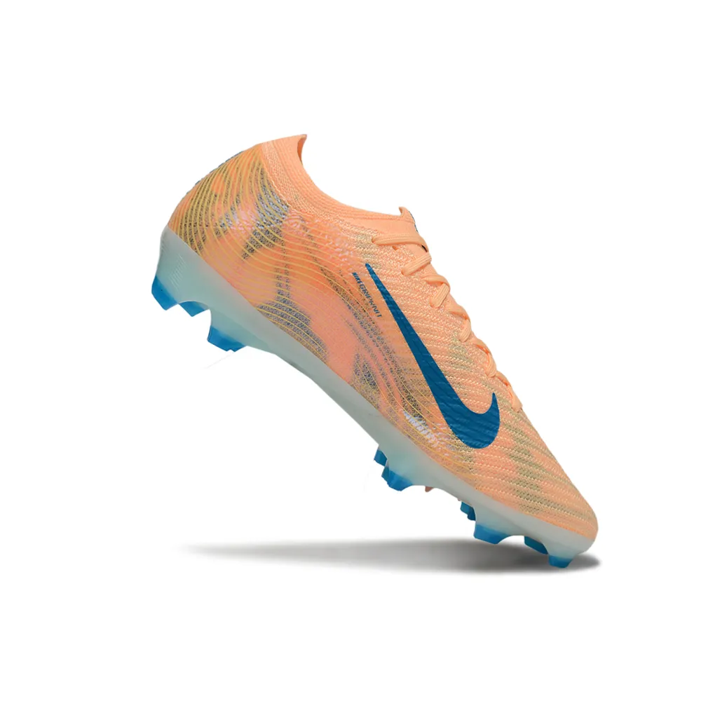 Chuteira Infantil Campo Nike Air Zoom Mercurial Vapor 16 Elite FG Bege e Azul