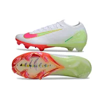 Chuteira Infantil Campo Nike Air Zoom Mercurial Vapor 16 Elite FG Branco, Verde e Rosa - imagem 5