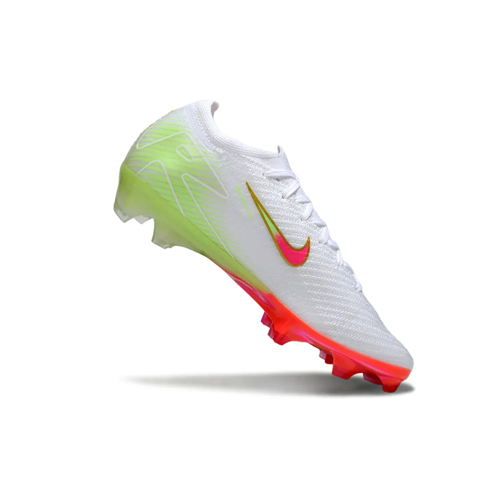 Chuteira Infantil Campo Nike Air Zoom Mercurial Vapor 16 Elite FG Branco, Verde e Rosa