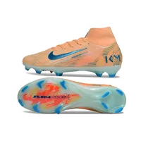 Chuteira Infantil Campo Nike Air Zoom Mercurial Superfly 10 Elite FG Bege e Azul - imagem 7