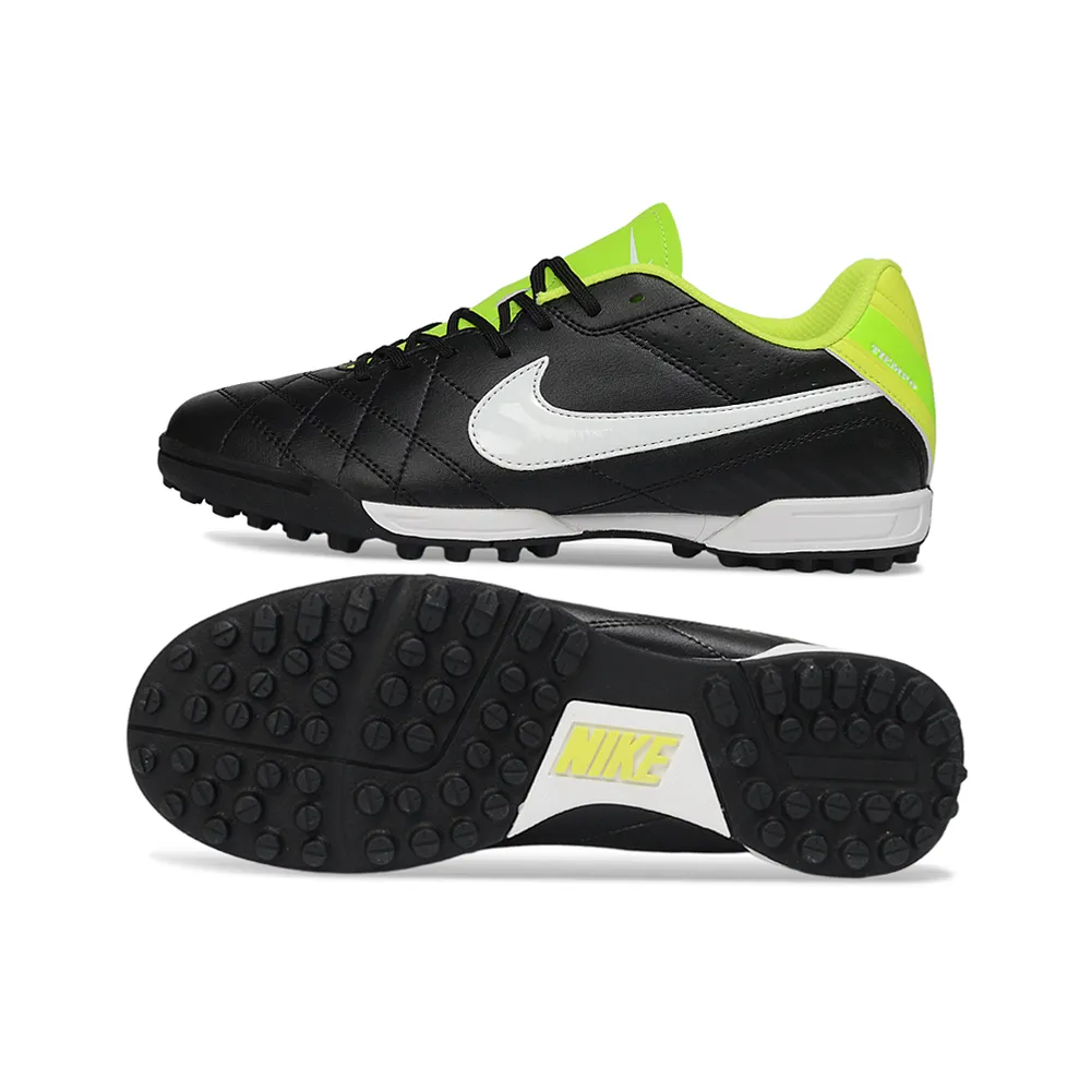 Chuteira Society Nike Tiempo Ligeira V TF Preto e Verde