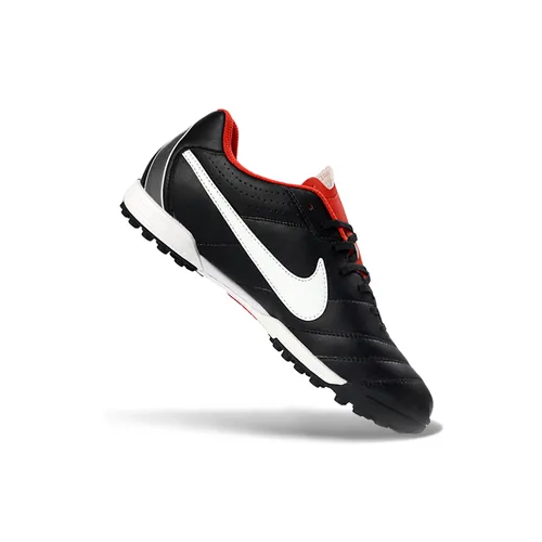 Chuteira Society Nike Tiempo Ligeira V TF Preto e Vermelho