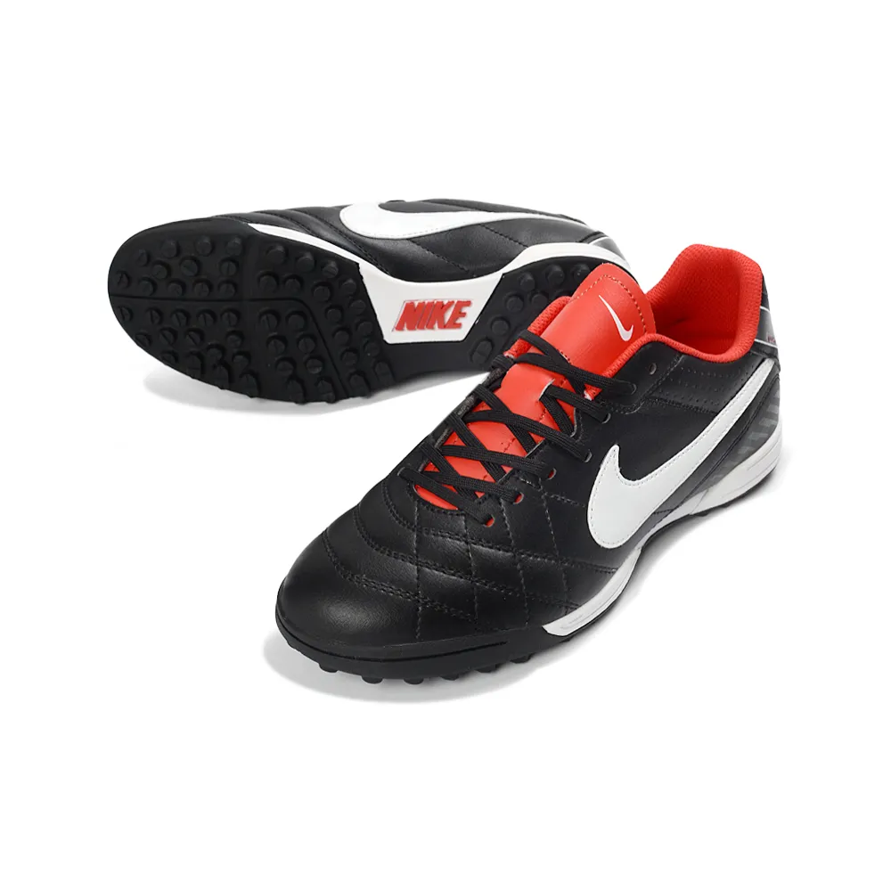 Chuteira Society Nike Tiempo Ligeira V TF Preto e Vermelho