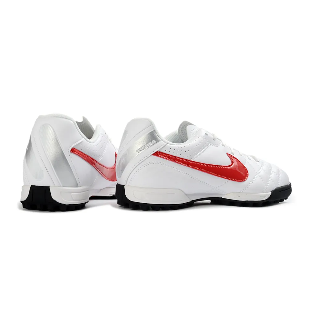 Chuteira Society Nike Tiempo Ligeira V TF Branco e Vermelho
