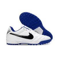 Chuteira Society Nike Tiempo Ligeira V TF Branco e Azul - imagem 2
