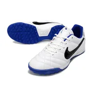 Chuteira Society Nike Tiempo Ligeira V TF Branco e Azul - imagem 4