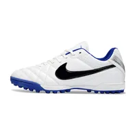 Chuteira Society Nike Tiempo Ligeira V TF Branco e Azul - imagem 1