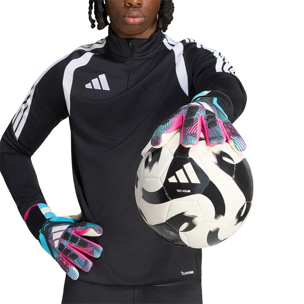 Luva de Goleiro Adidas Predator Preto, Azul e Rosa