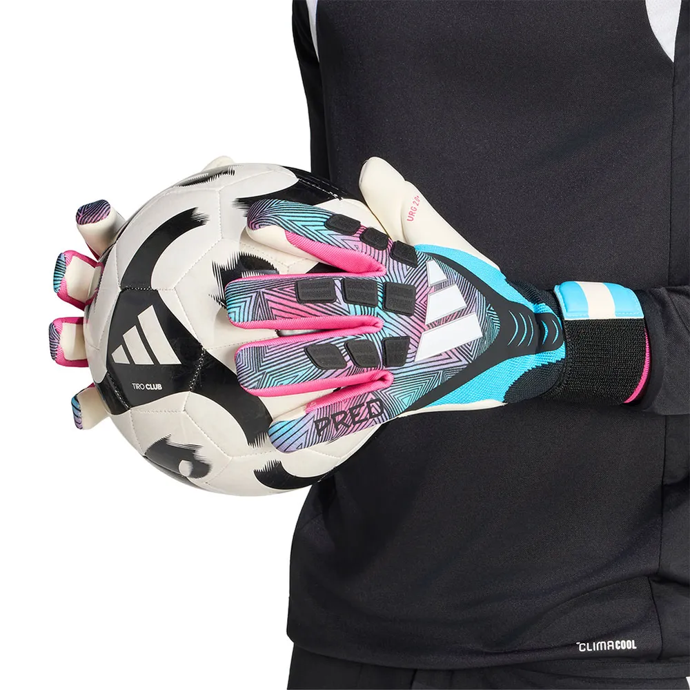 Luva de Goleiro Adidas Predator Preto, Azul e Rosa