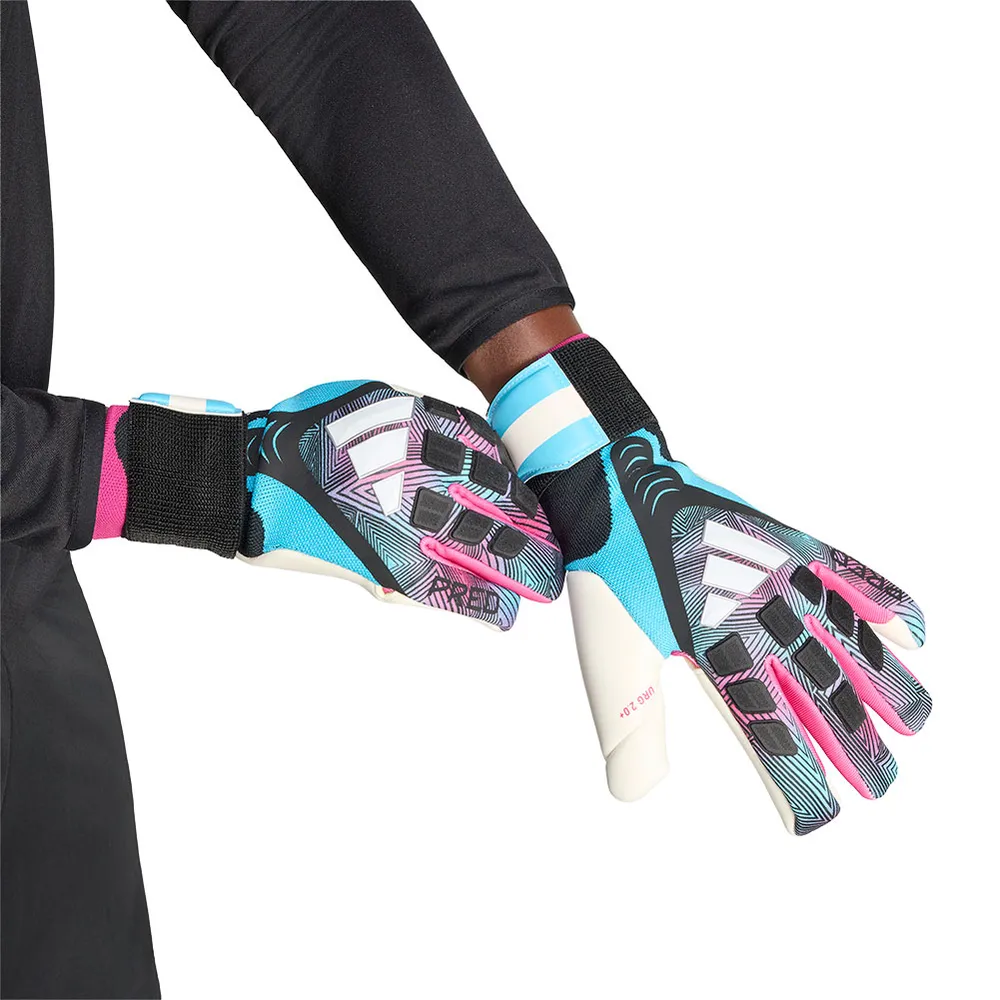 Luva de Goleiro Adidas Predator Preto, Azul e Rosa