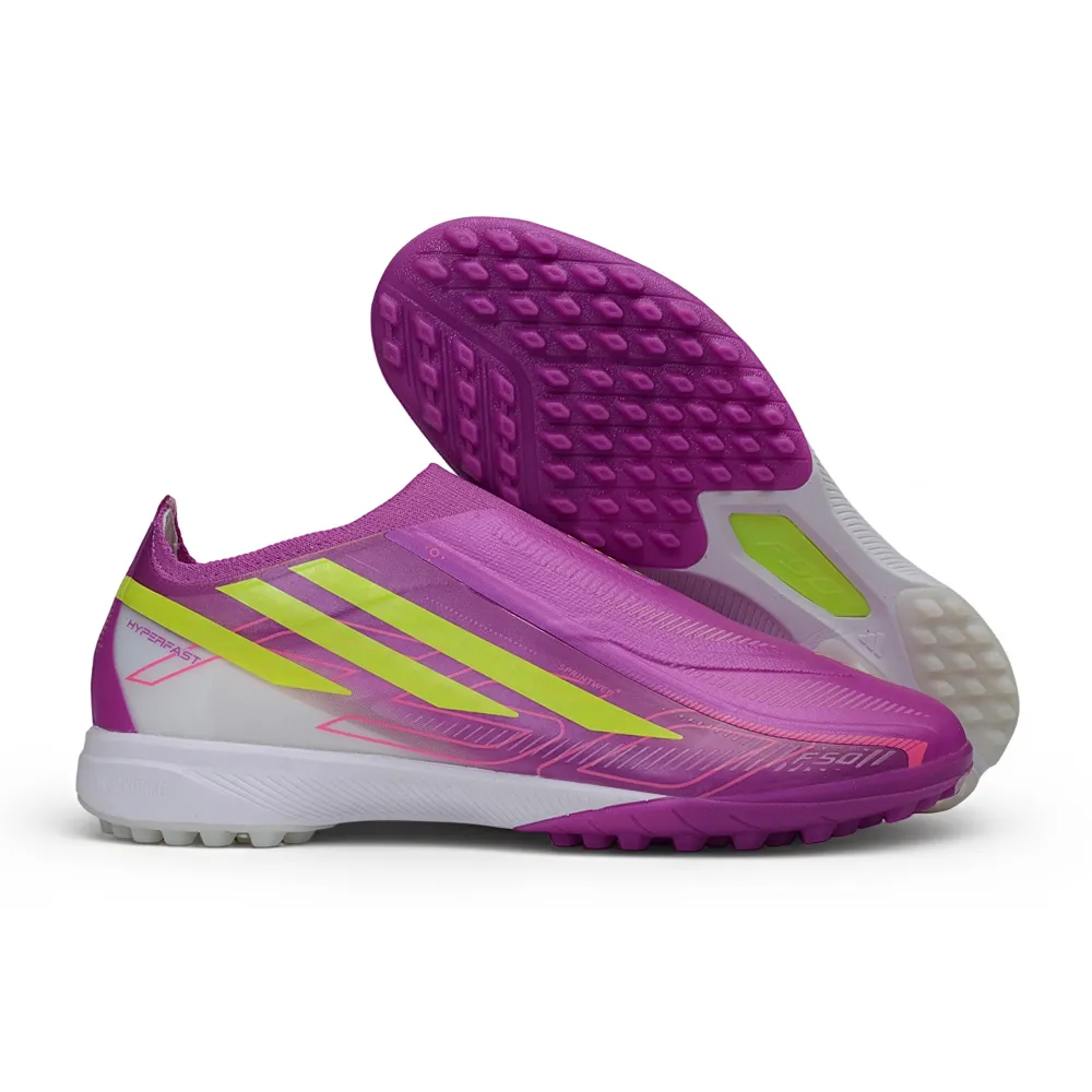 Chuteira Society Adidas F50 LL Hyperfast TF Roxo e Verde