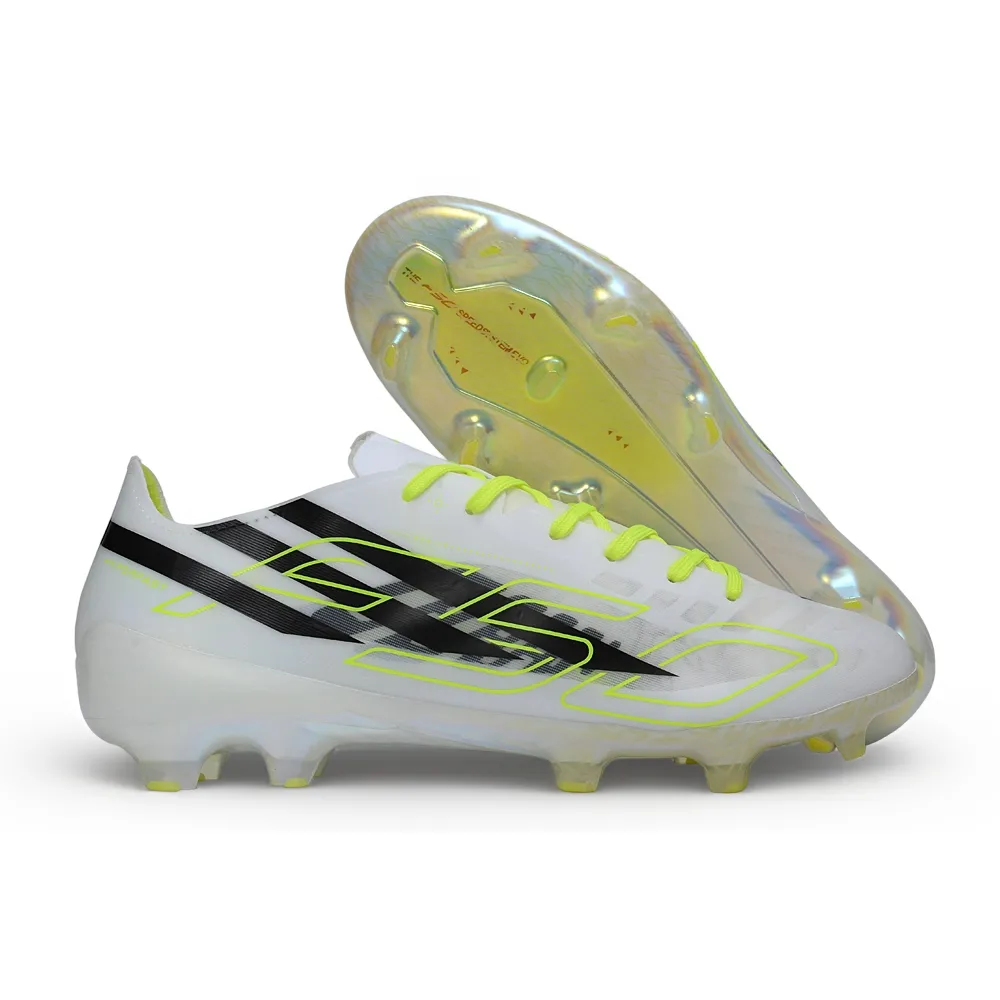 Chuteira Campo Adidas F50 Hyperfast FG Branco e Amarelo