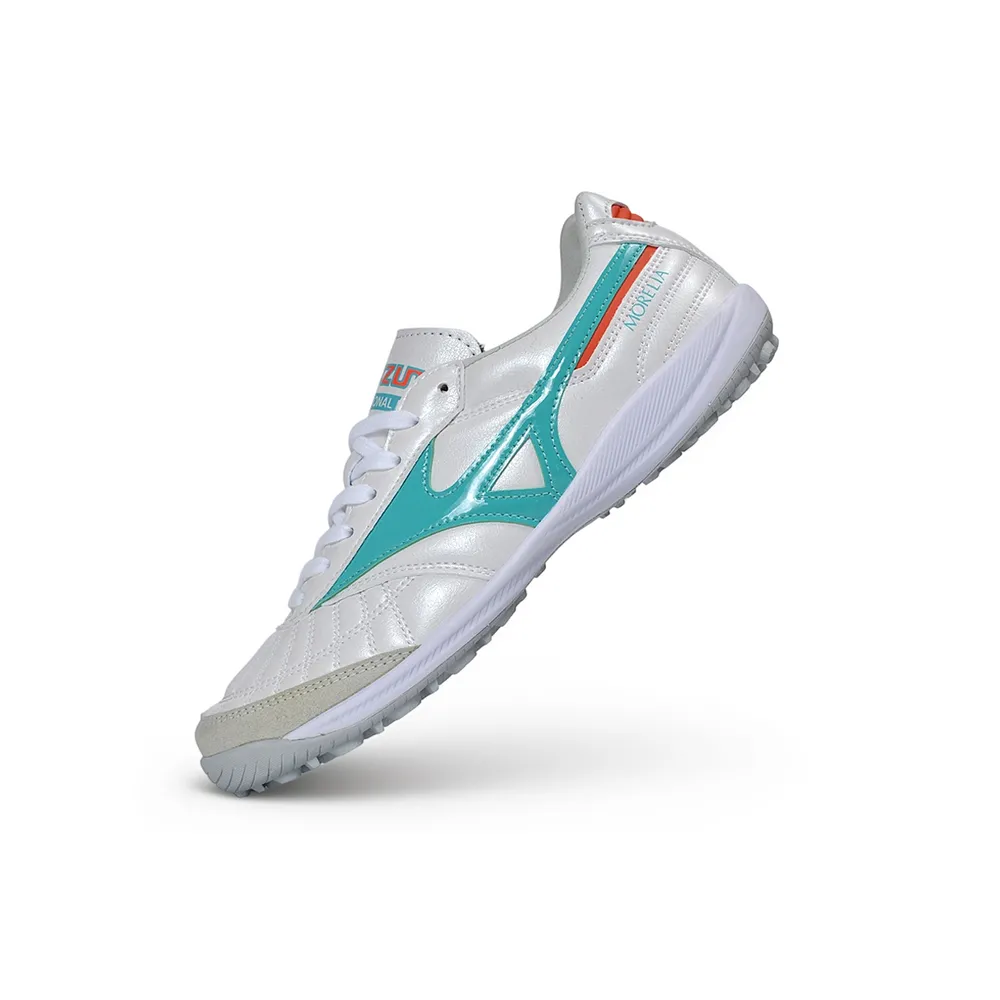 Chuteira Society Mizuno Morelia Sala Japan TF Branco e Azul