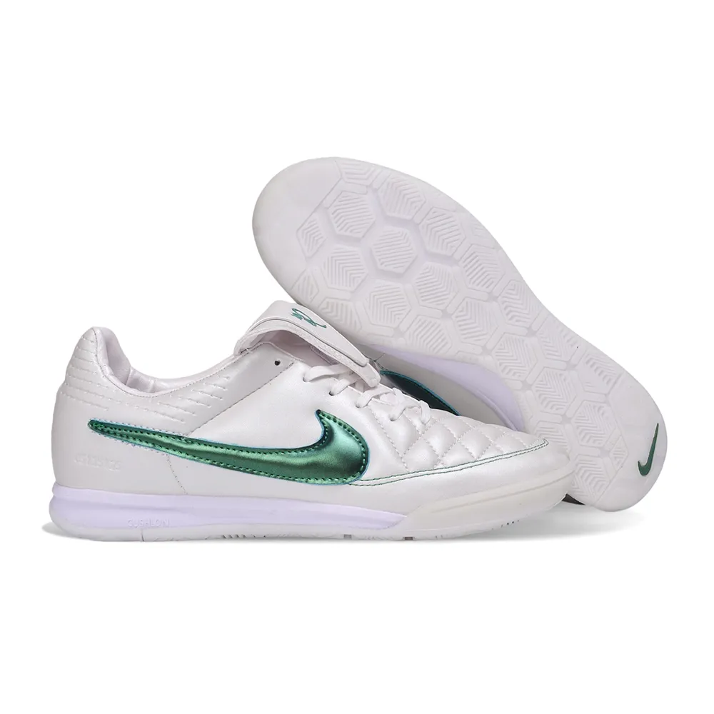Chuteira Futsal Nike Tiempo IC Ronaldinho Branco e Verde