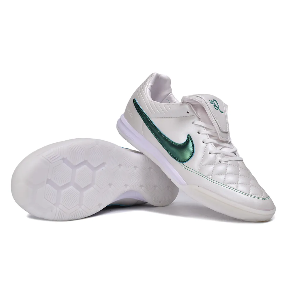 Chuteira Futsal Nike Tiempo IC Ronaldinho Branco e Verde