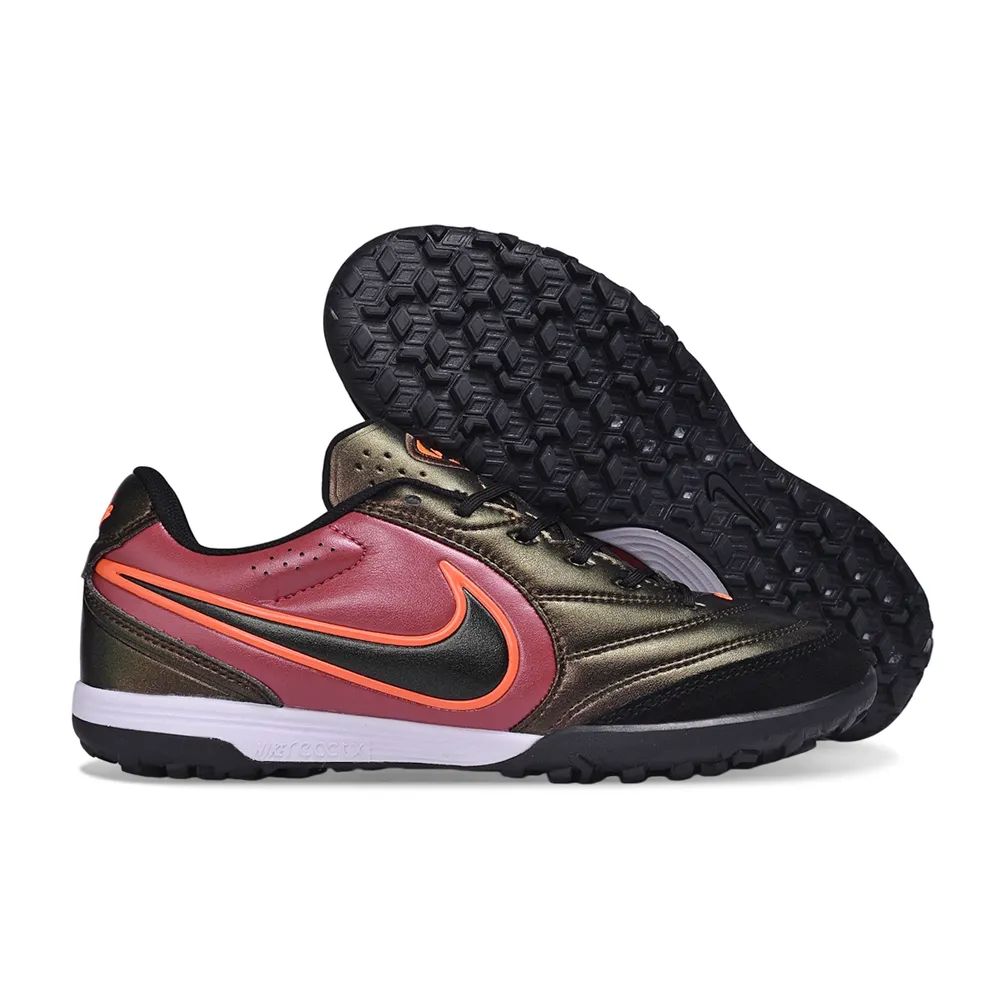 Chuteira Society Nike Tiempo Ligera Pro TF Preto e Vermelho