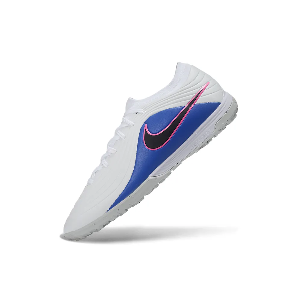 Chuteira Society Nike Tiempo Maestro TF Branco, Azul e Rosa