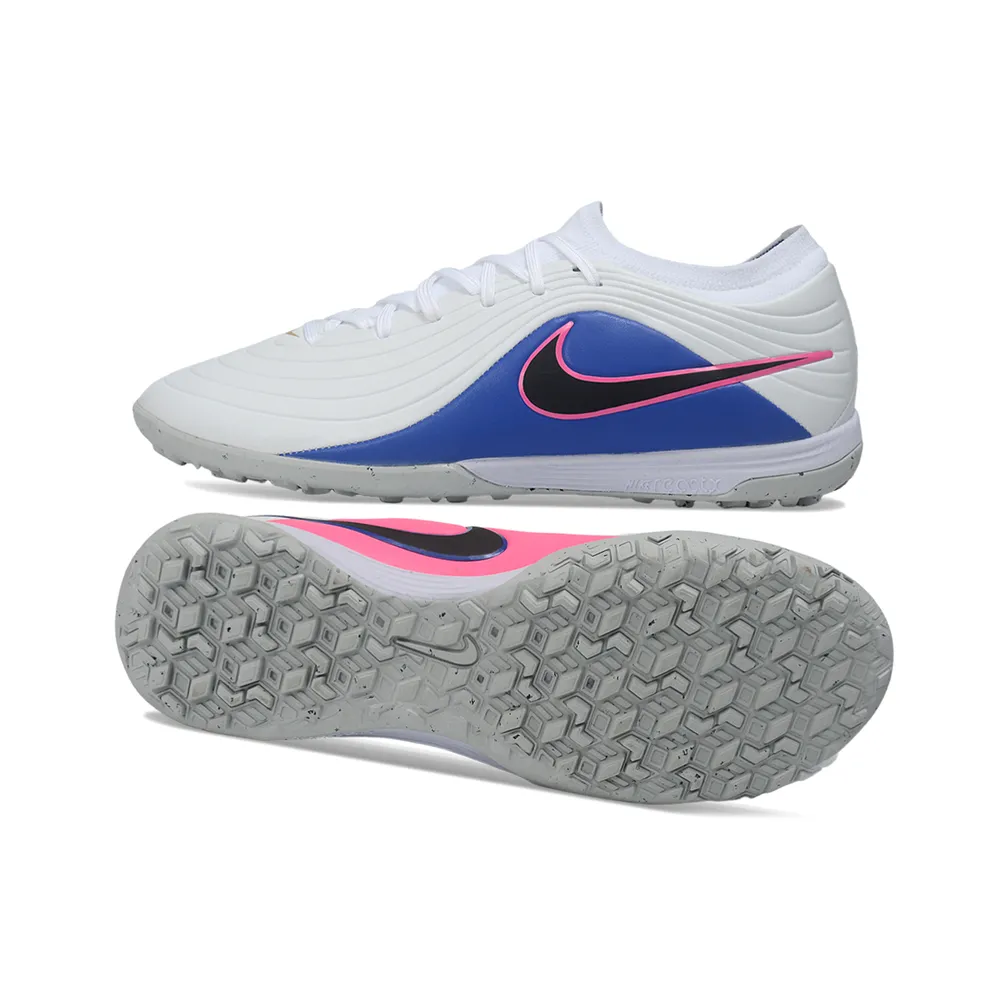 Chuteira Society Nike Tiempo Maestro TF Branco, Azul e Rosa