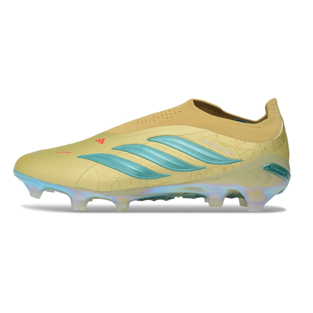 Chuteira Campo Adidas Predator LL 26 Elite FG Bege e Azul