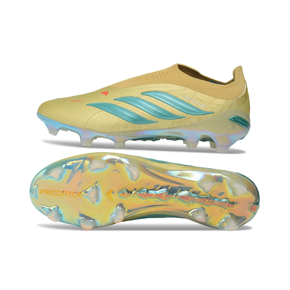 Chuteira Campo Adidas Predator LL 26 Elite FG Bege e Azul
