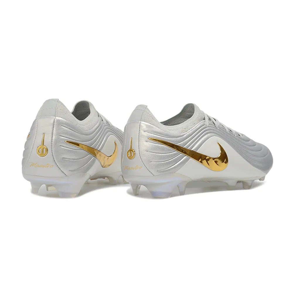 Chuteira Campo Nike Tiempo Maestro Elite FG Branco e Dourado