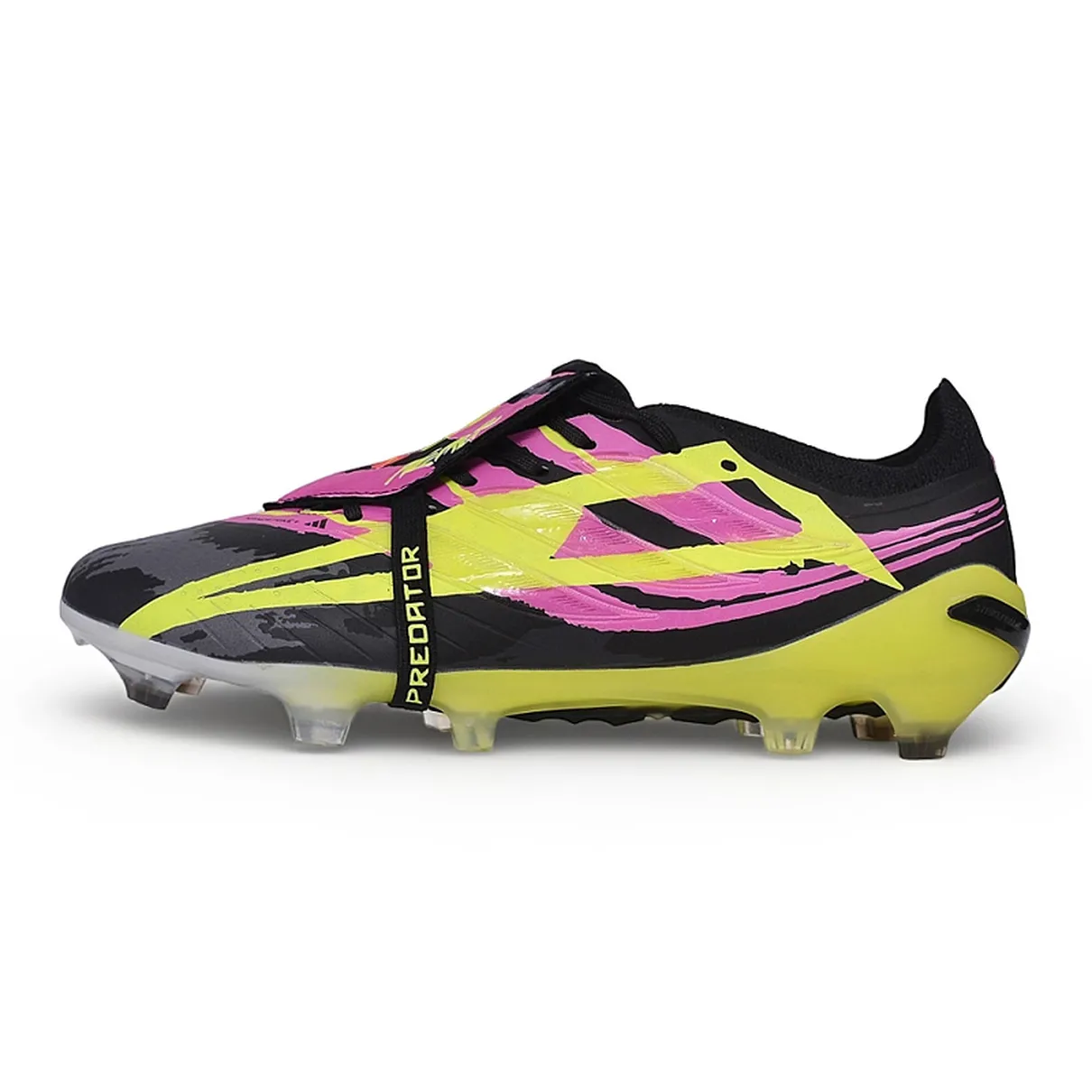 Chuteira Campo Adidas Predator Tongue 27 FG Preto, Verde e Rosa