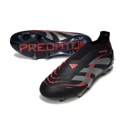 Chuteira Campo Adidas Predator LL Elite FG Preta e Vermelha - Stealth Victory