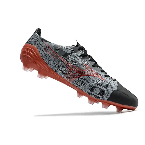 Chuteira Campo Mizuno Alpha FG Preta e Vermelha - Sergio Ramos
