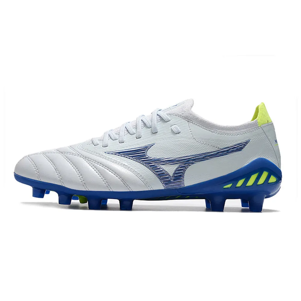 Mizuno Morelia Neo III ホワイト/ブルー Chuteira Campo Mizuno Morelia Neo 3 FG Branca e Azul