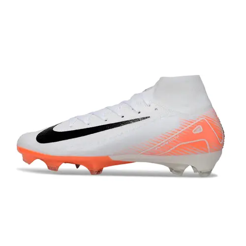 Chuteira Campo Nike Air Zoom Mercurial Superfly 10 Elite FG Branca e Laranja