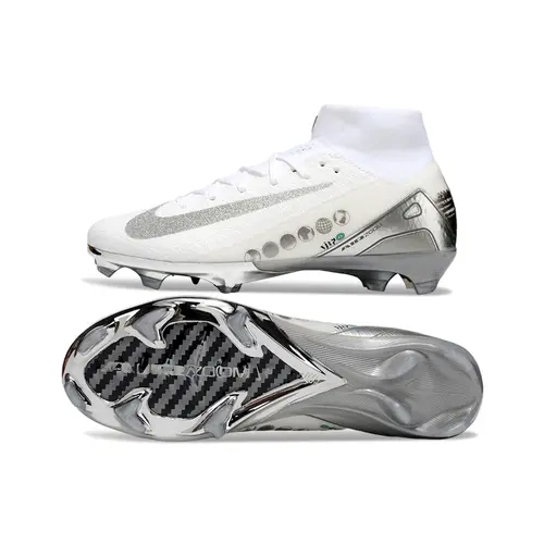 Chuteira Campo Nike Air Zoom Mercurial Superfly 10 Elite FG Branco e Prata