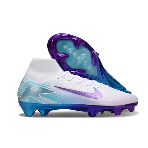 Chuteira Campo Nike Air Zoom Mercurial Superfly 10 Elite FG Branco, Roxo e Azul 'Chromatic