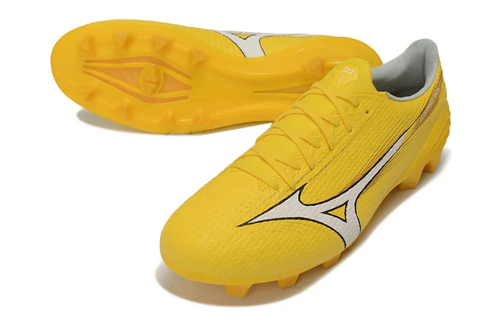 Chuteira Campo Mizuno Alpha III FG Amarelo e Branco