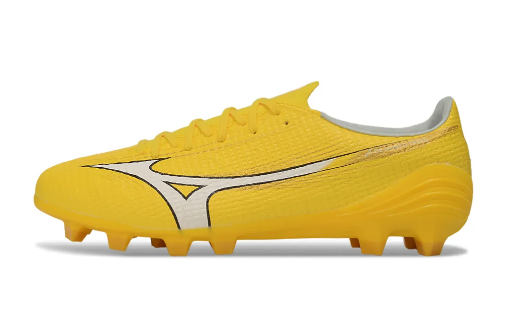 Chuteira Campo Mizuno Alpha III FG Amarelo e Branco