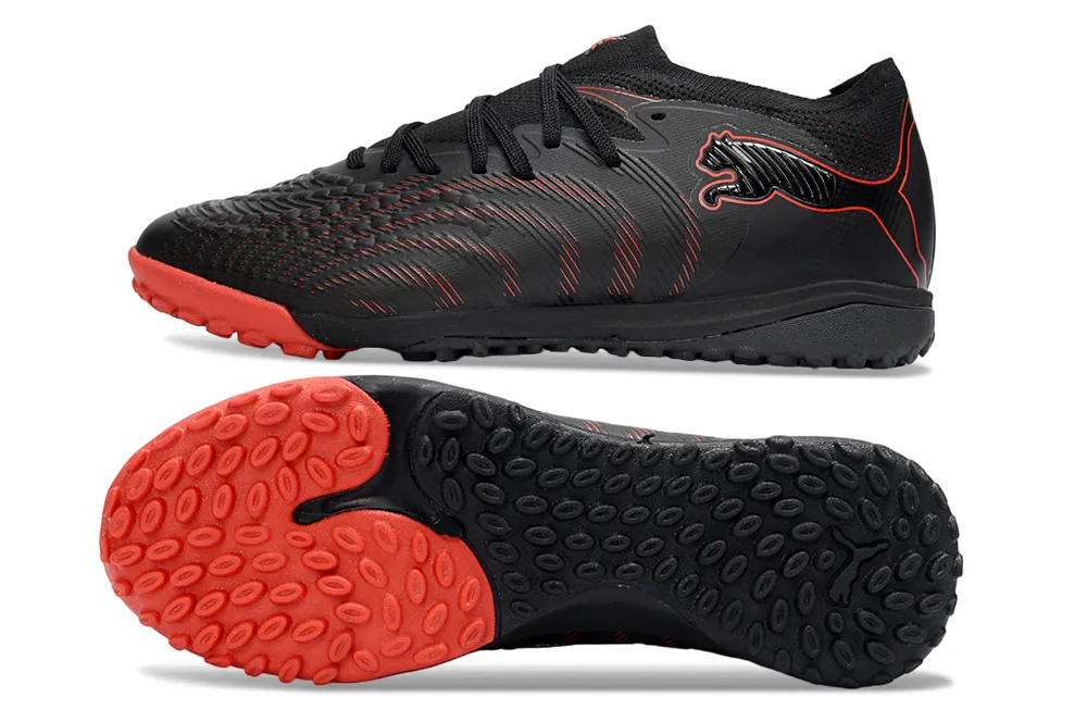 Chuteira Society Puma Future 9 TF Preto e Vermelho