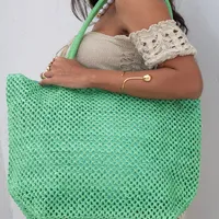 Conjunto Chapéu e Bolsa Palha- Verde Escuro - imagem 1