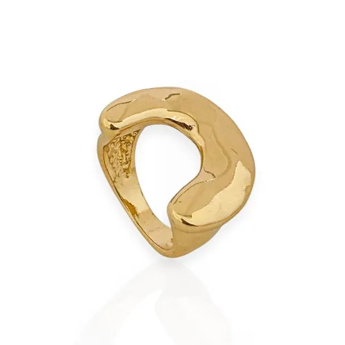 Anel Folheado a Ouro 18k e Prata 925 Design Orgânico Curvado