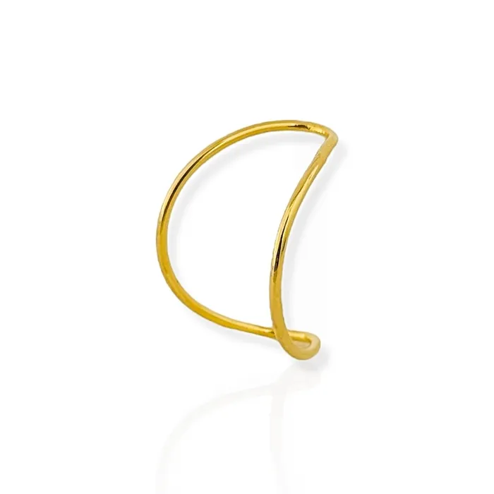 Anel Folheado a Ouro 18k e Prata Design Organico em V