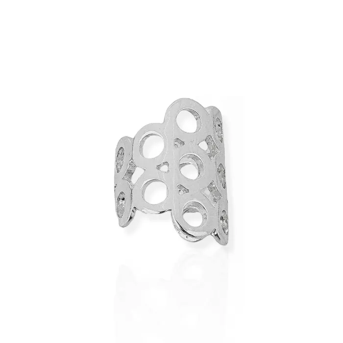 Piercing Folheado a Ouro 18k e Prata Curvado Com Círculos Vazados