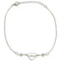 Tornozeleira Folheada a Ouro 18k e Prata Coração 