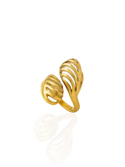 Anel Folheado a Ouro 18k e Prata Gotas Vazadas