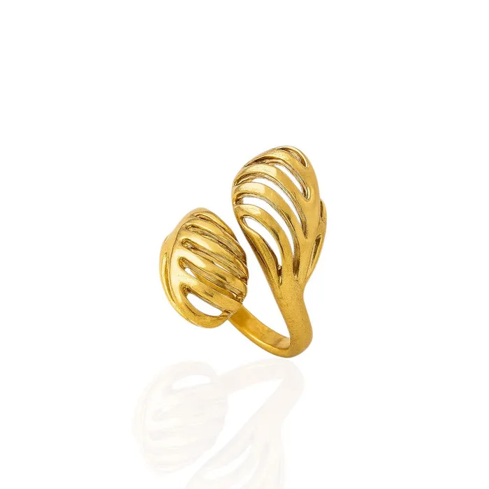 Anel Folheado a Ouro 18k e Prata Gotas Vazadas