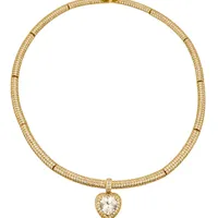 Colar Folheado a ouro 18k e Prata Aro Cravejado Com Pingente Coração Cristal - imagem 1
