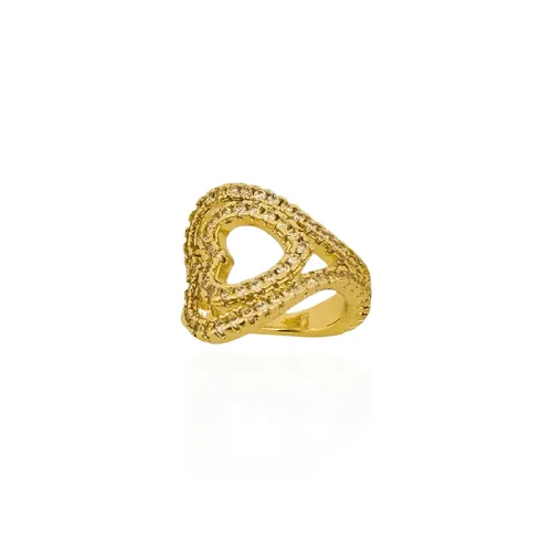 Piercing Folheado a Ouro 18k e Prata Design Coração Cravejada